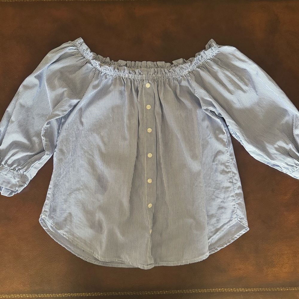 Active USA Blue and White Striped Top